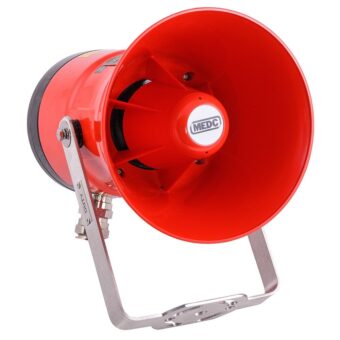 Nevýbušná siréna DB3B Eaton MEDC Exd 12-48 Vdc SIL1 122dB, čelní pohled